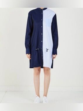PUBLIC SCHOOL Masika
Drawstring Colorblocked Button-Front Navy Shirt Dress Sz.2
